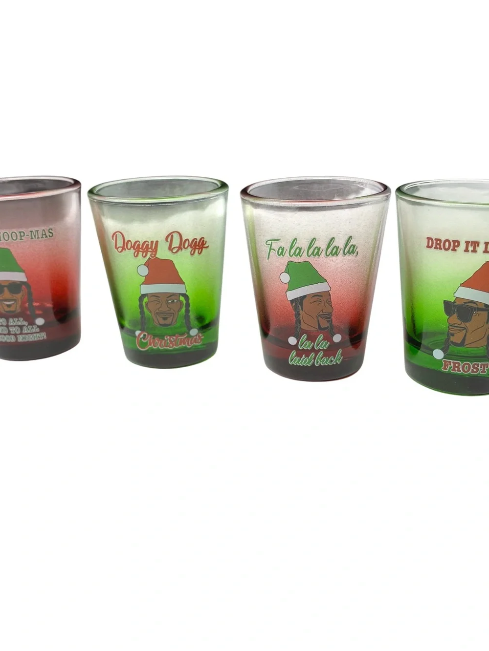Snoop Dogg Snoop on the Stoop Set Of Four Christmas Shot Glasses 1.8 FL OZ